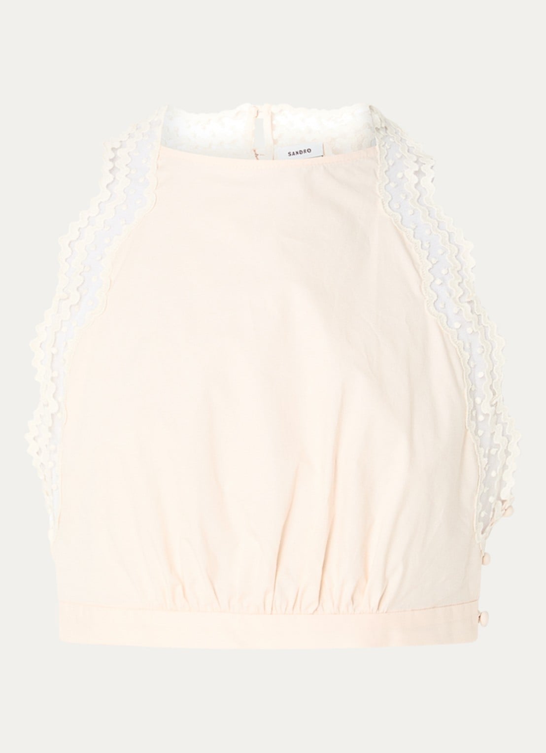 Sandro Crop top met mesh - voorkant creme