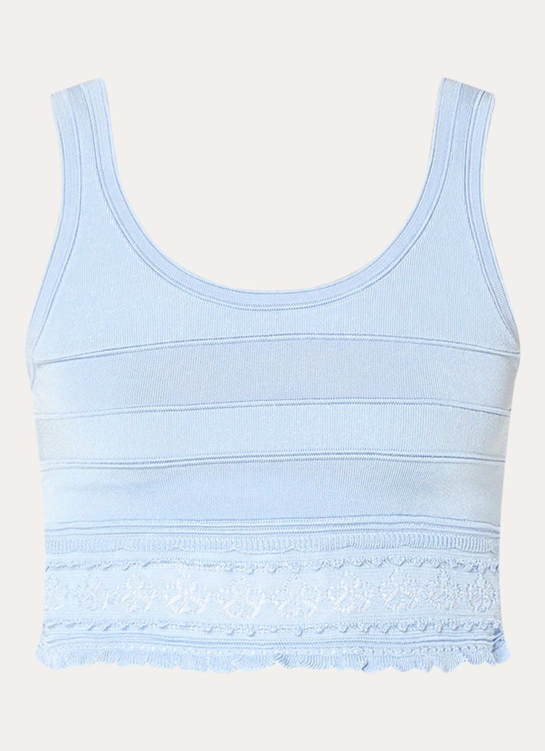 Sandro Crop top met opengewerkt dessin - voorkant 3 lichtblauw
