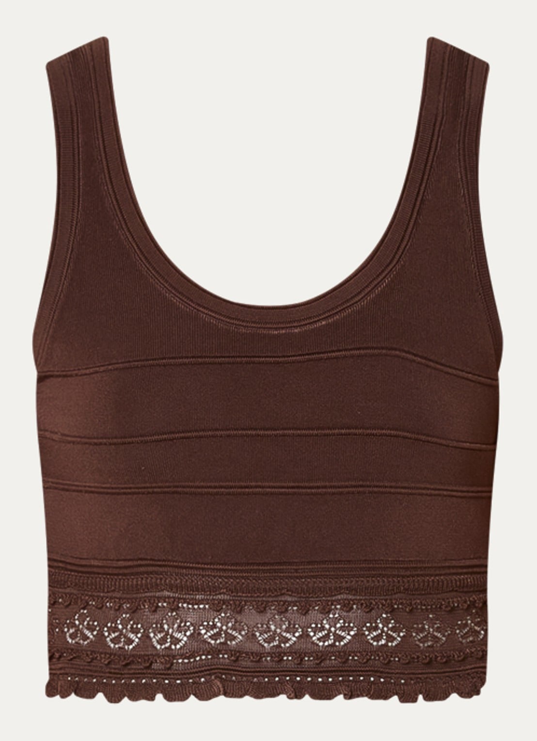 Sandro Crop top met opengewerkt dessin - voorkant 3 donkerbruin