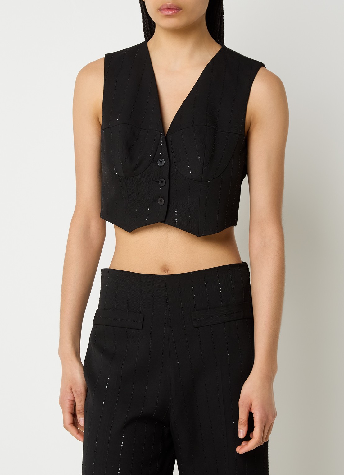 Sandro Crop top met pailletten - detail 4 zwart
