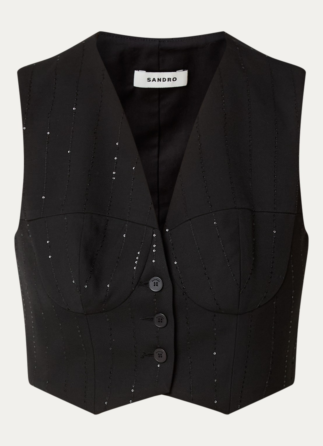 Sandro Crop top met pailletten - voorkant 2 zwart