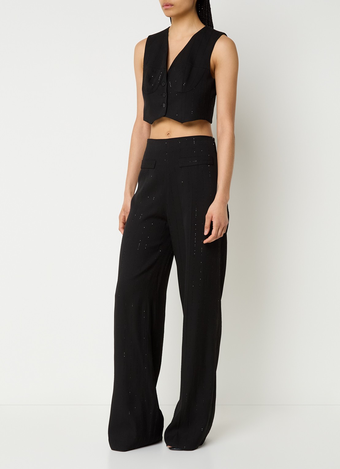 Sandro Crop top met pailletten - voorkant 3 zwart
