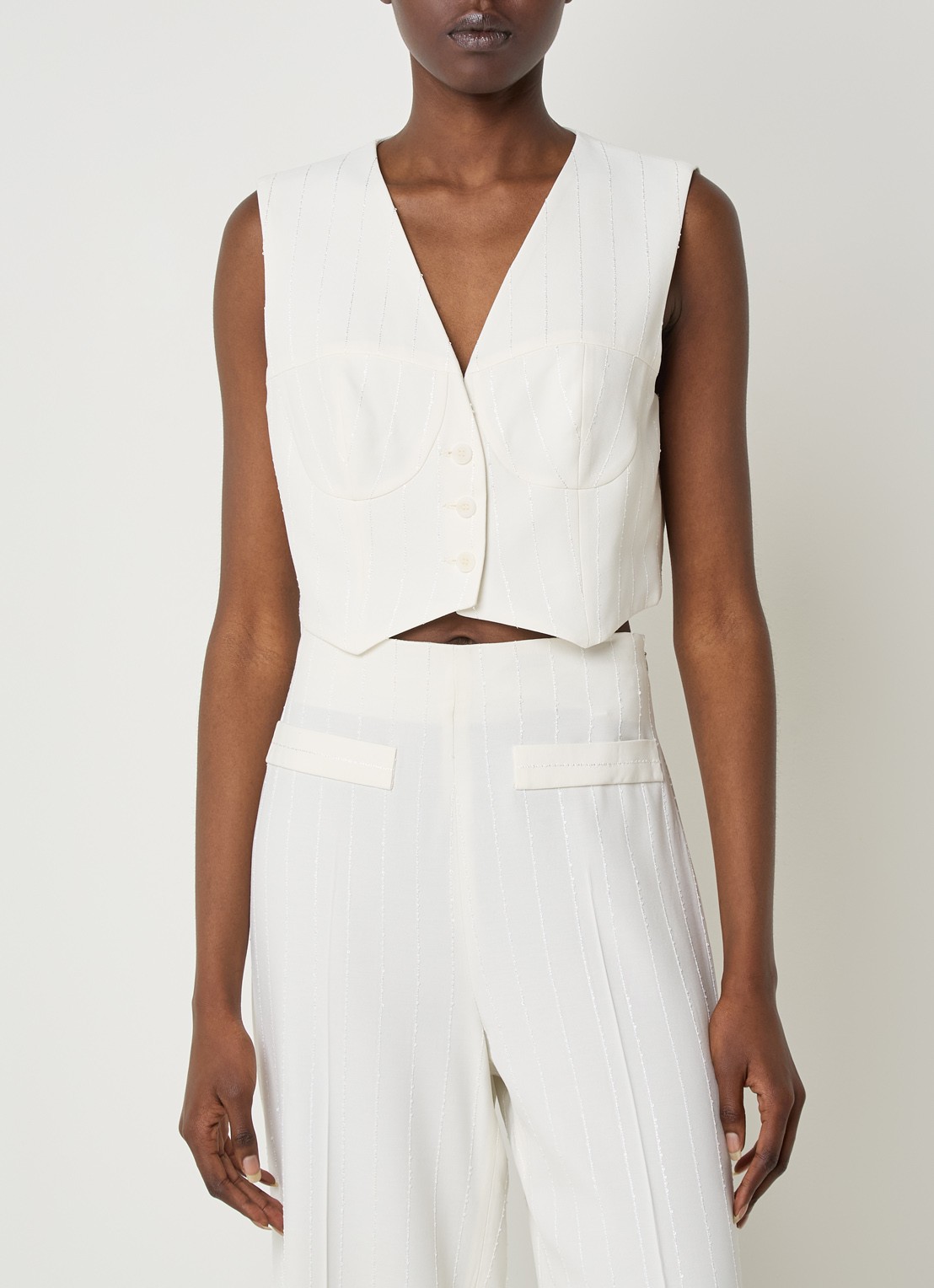 Sandro Crop top met pailletten - detail 4 creme