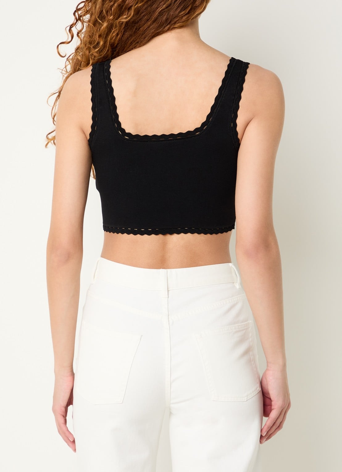 Sandro Crop top met rechthoekige hals - achterkant zwart