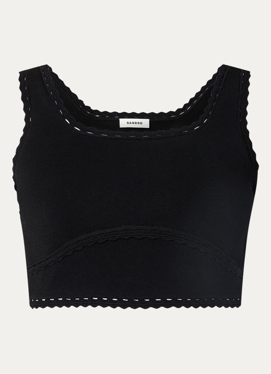 Sandro Crop top met rechthoekige hals - voorkant 2 zwart