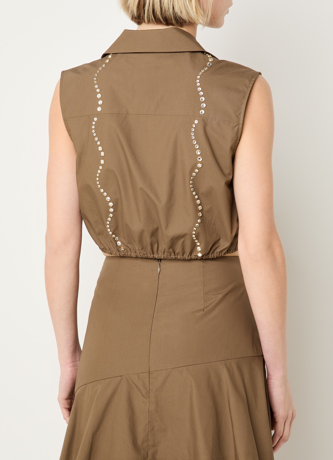 Sandro Crop top met strass en strikdetail - achterkant 4 bruin