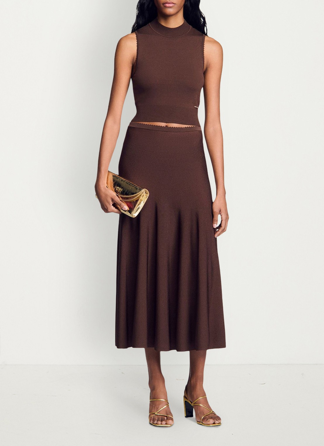 Sandro Crop top met stretch - detail 5 bruin