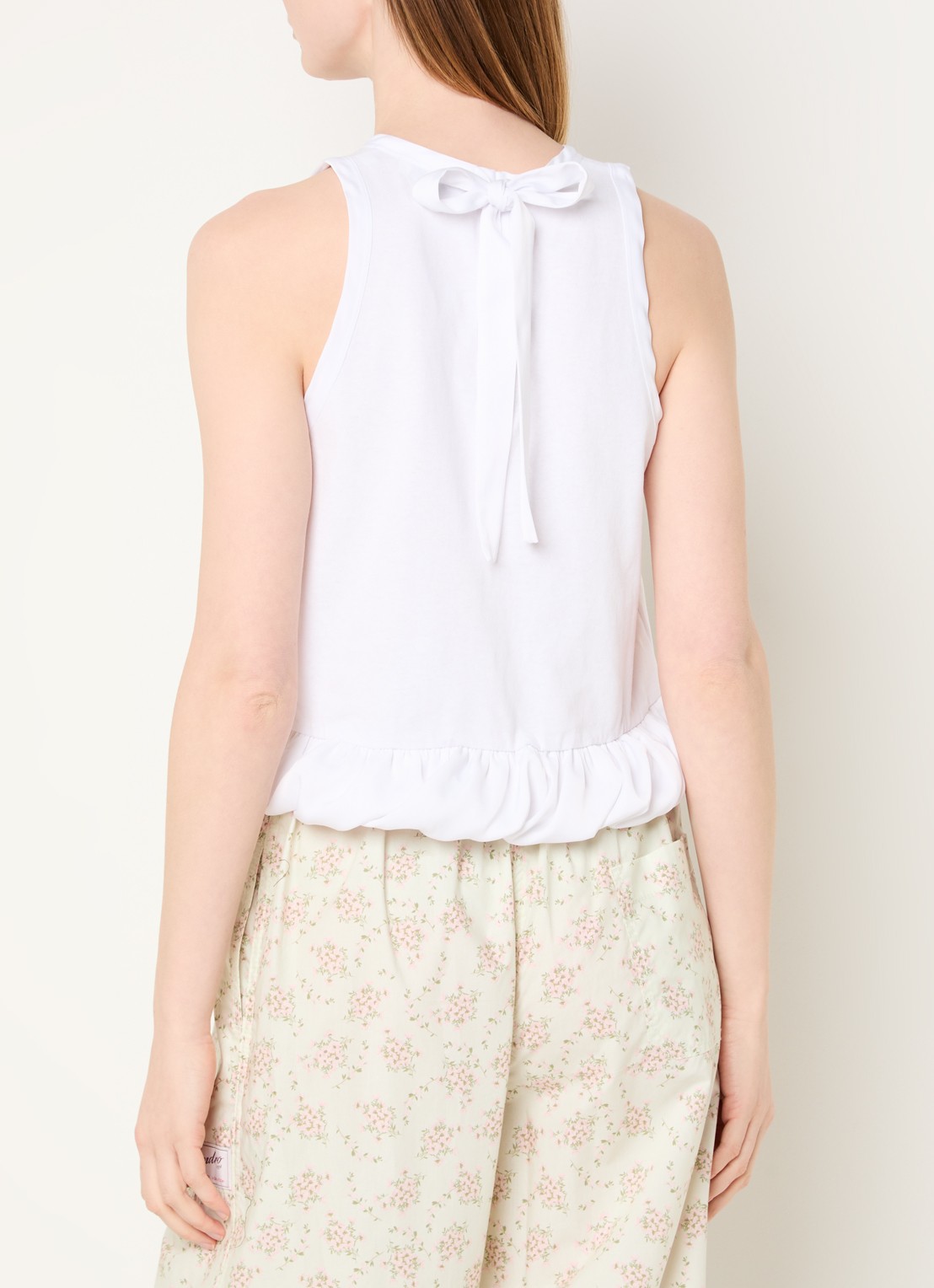 Sandro Crop top met volant en gestrikt detail - detail wit