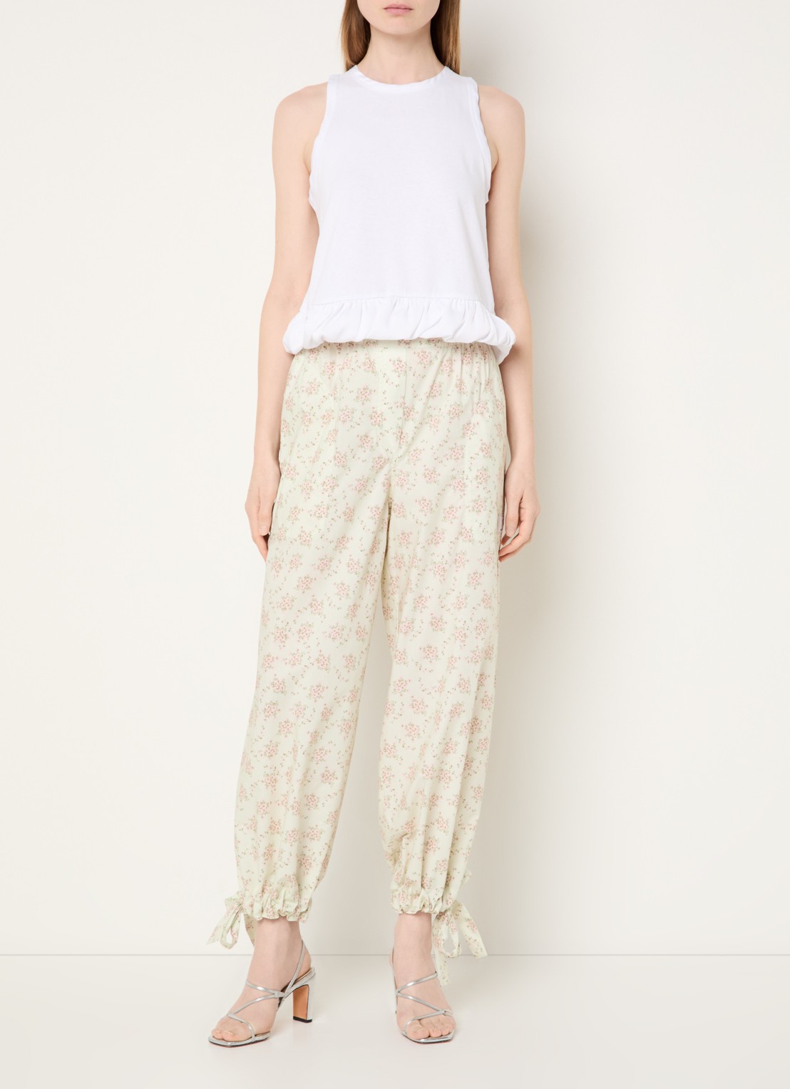 Sandro Crop top met volant en gestrikt detail - voorkant 4 wit