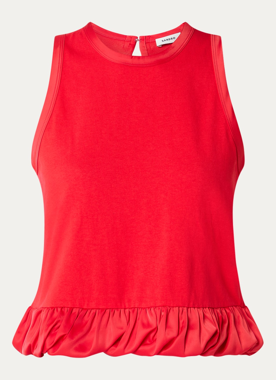 Sandro Crop top met volant en gestrikt detail - voorkant rood