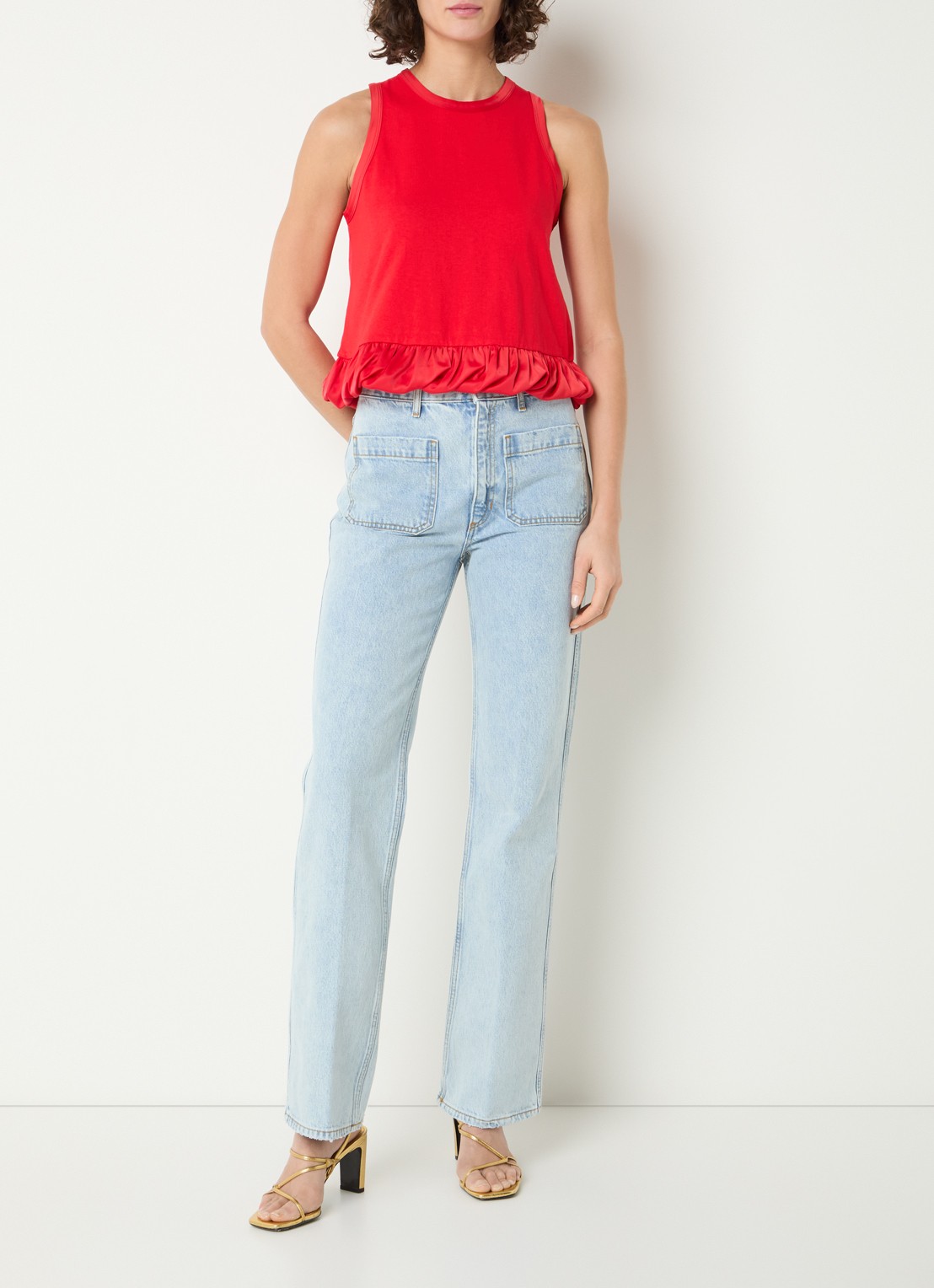 Sandro Crop top met volant en gestrikt detail - voorkant 2 rood