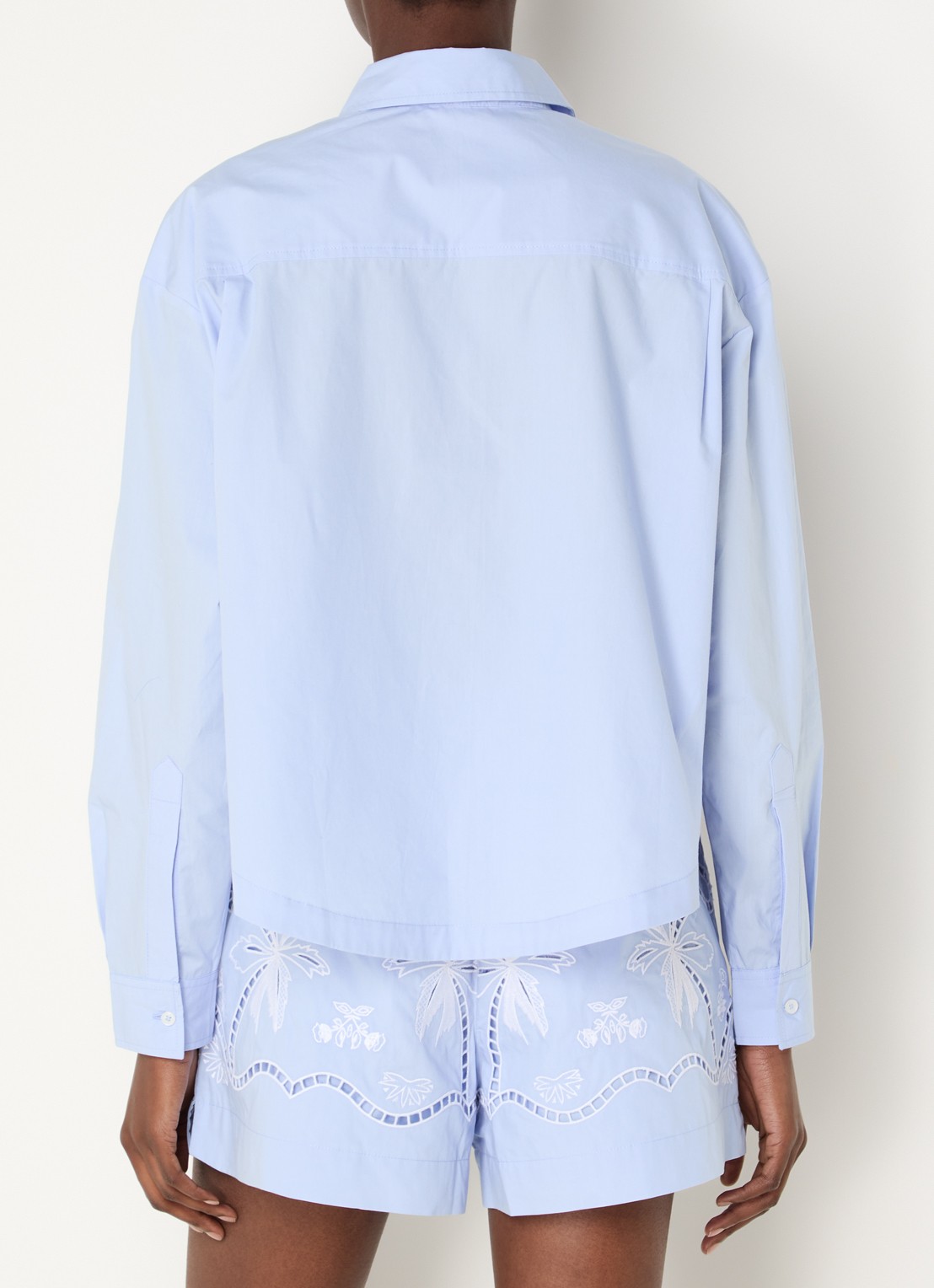 Sandro Cropped blouse met broderie  - achterkant 4 lavendel