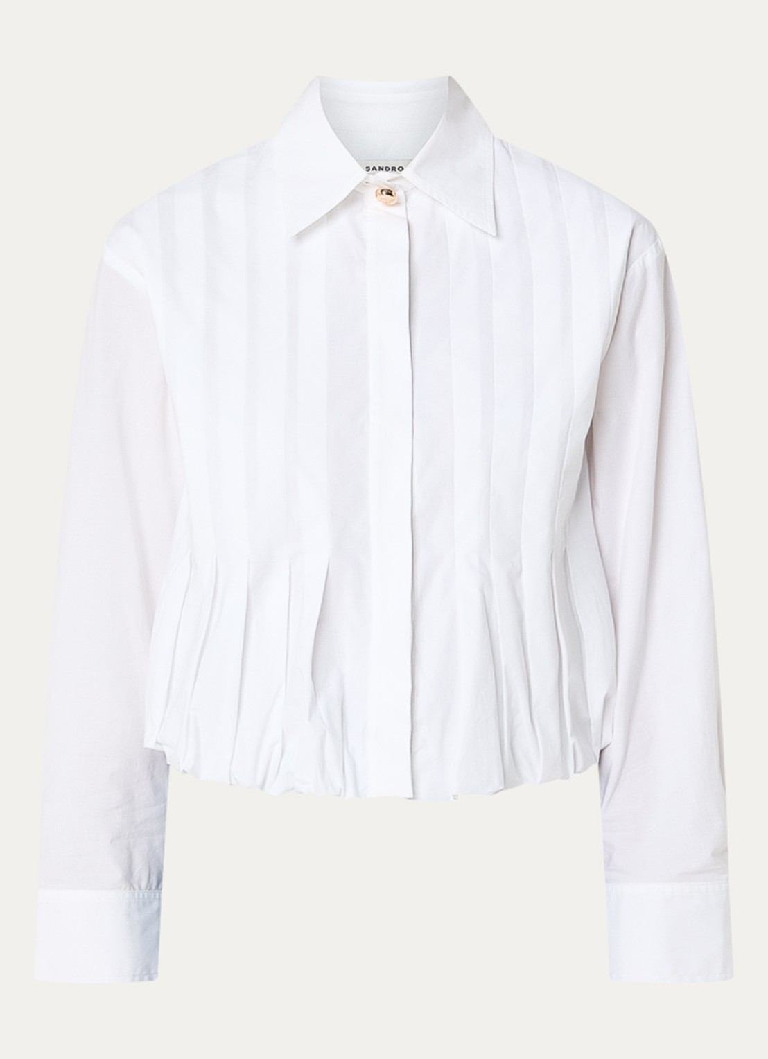 Sandro Cropped blouse met plooien  - voorkant wit