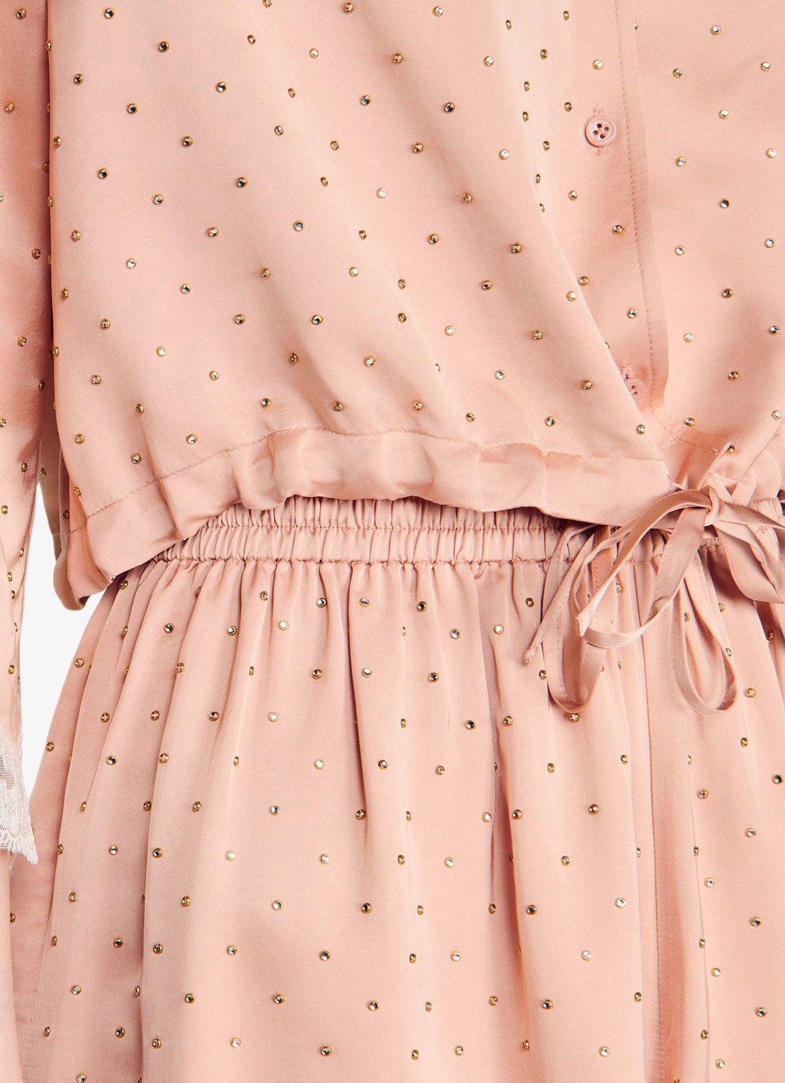 Sandro Cropped blouse met strass en details van kant - detail 5 nude / wit