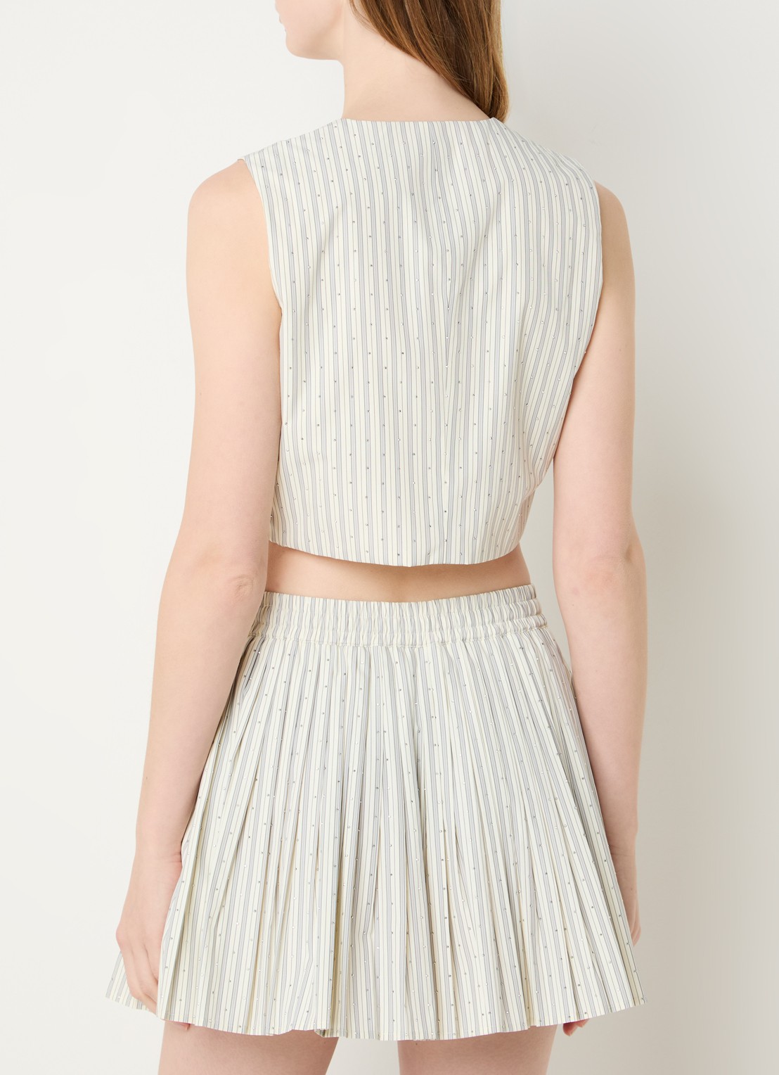 Sandro Cropped gilet met streepprint en strass - achterkant 4 lichtgeel