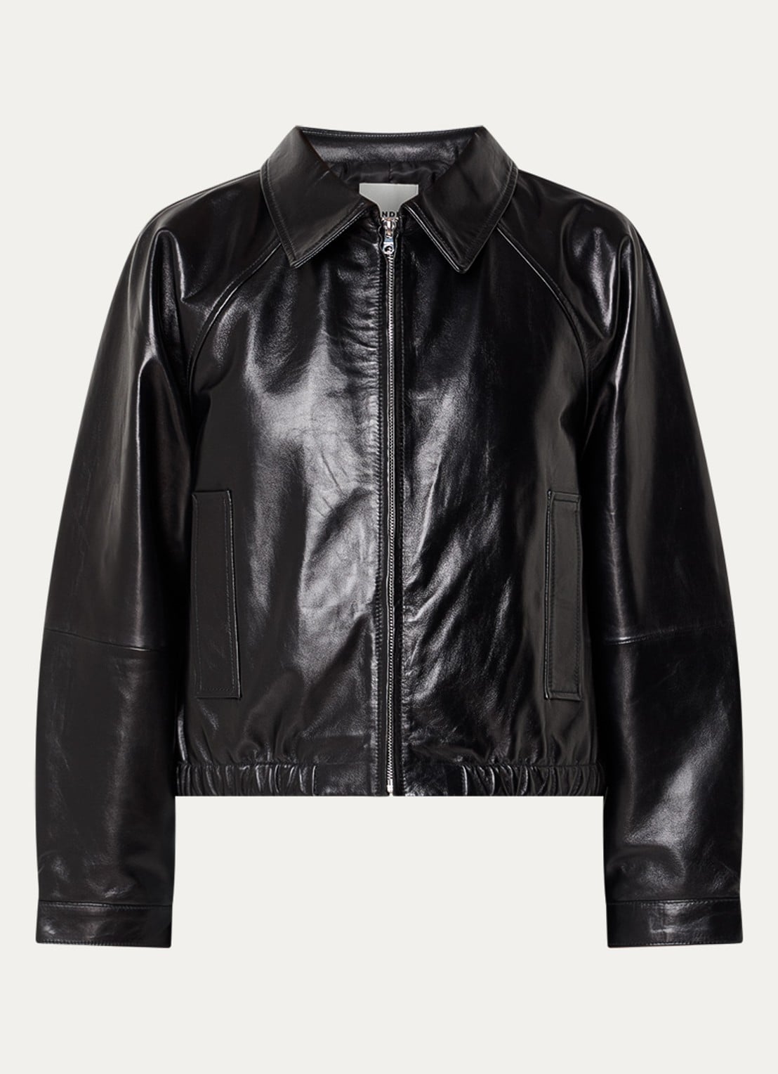 Sandro Cropped jack van lamsleer met steekzakken - voorkant 2 zwart