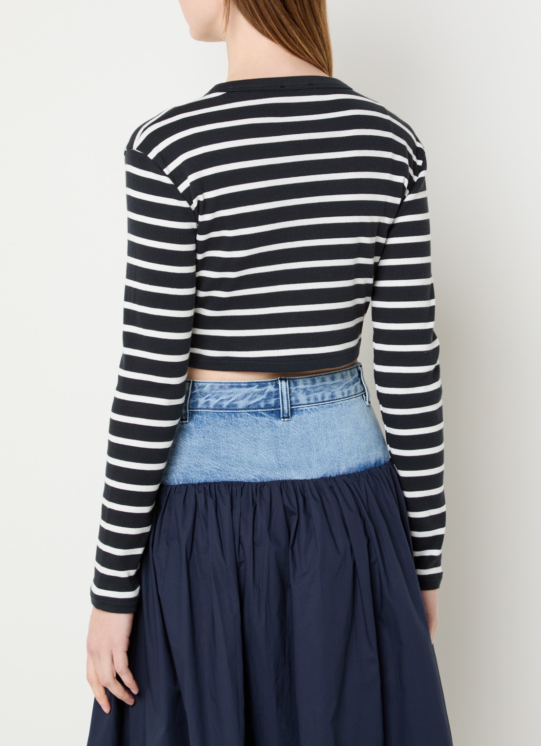 Sandro Cropped longsleeve met steepprint en logo - achterkant 2 donkerblauw