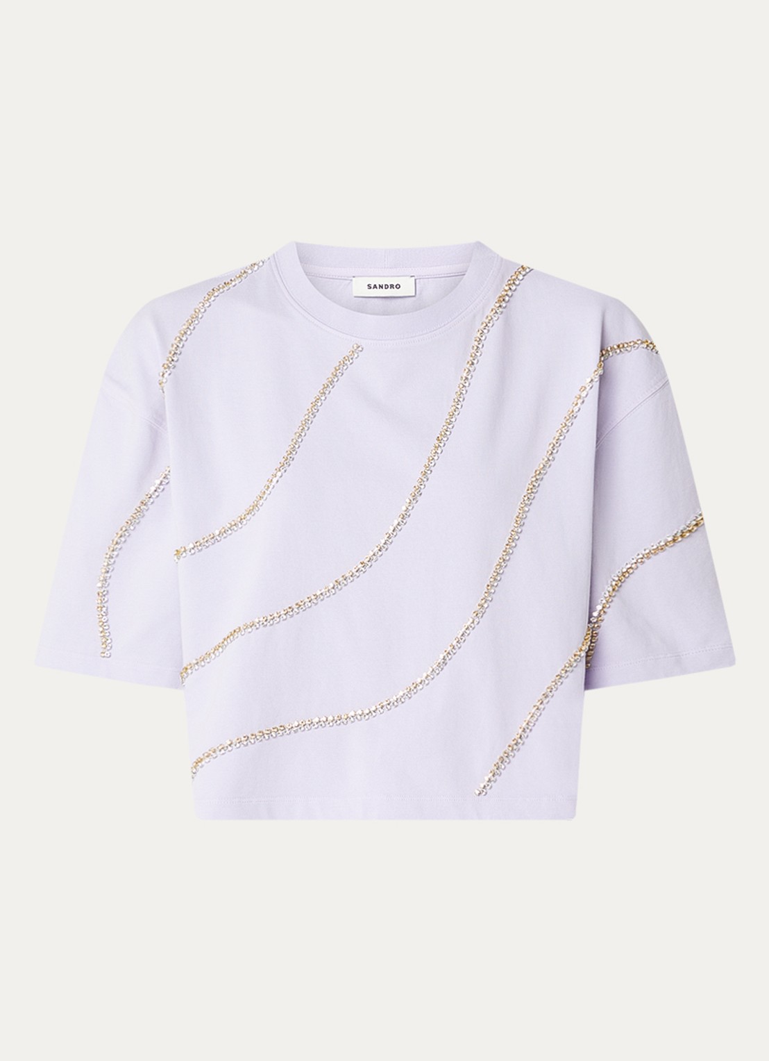 Sandro Cropped T-shirt met strass - voorkant 2 lila