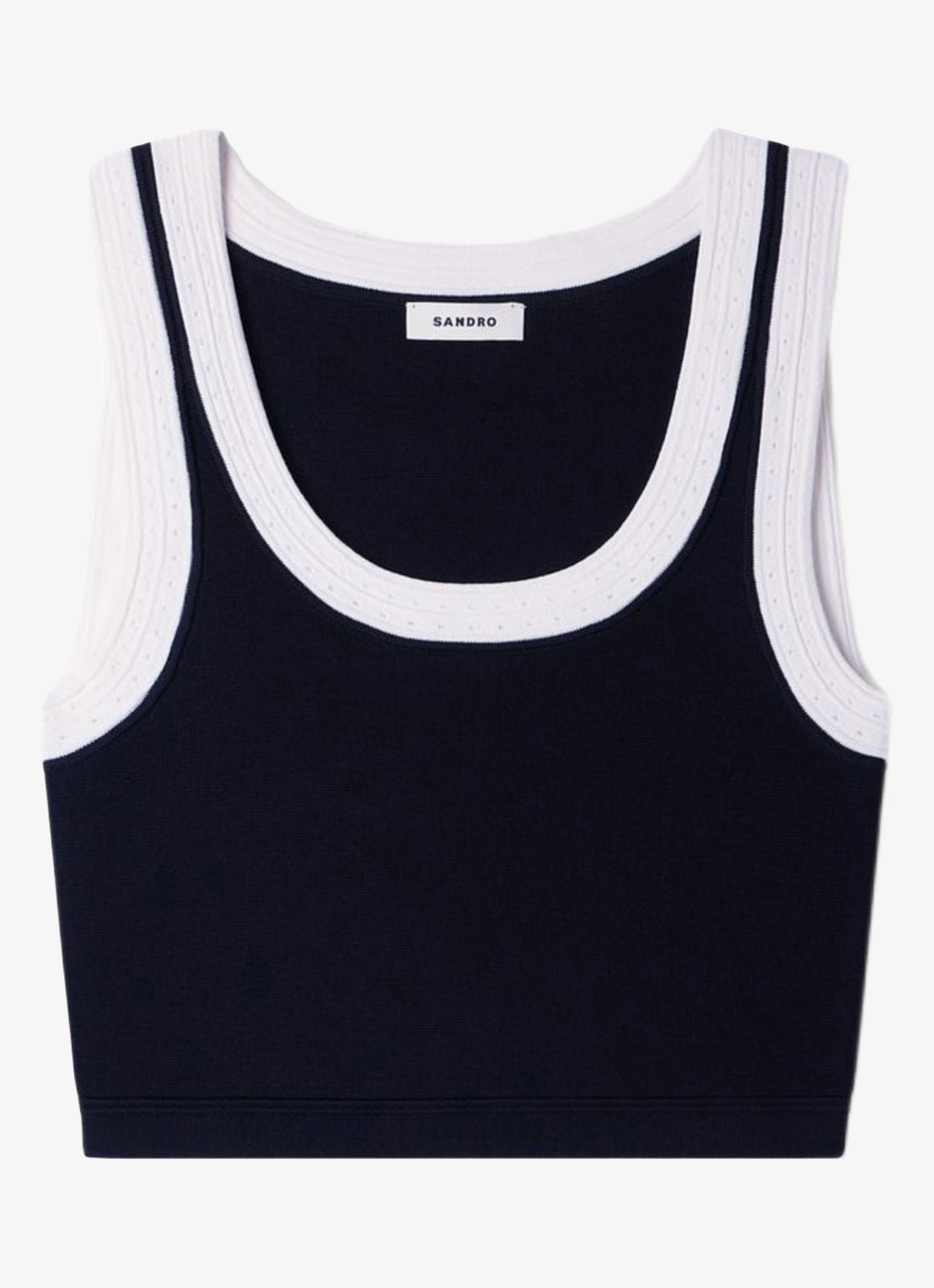 Sandro Cropped tanktop met contrasterende kleuren - voorkant 6 zwart