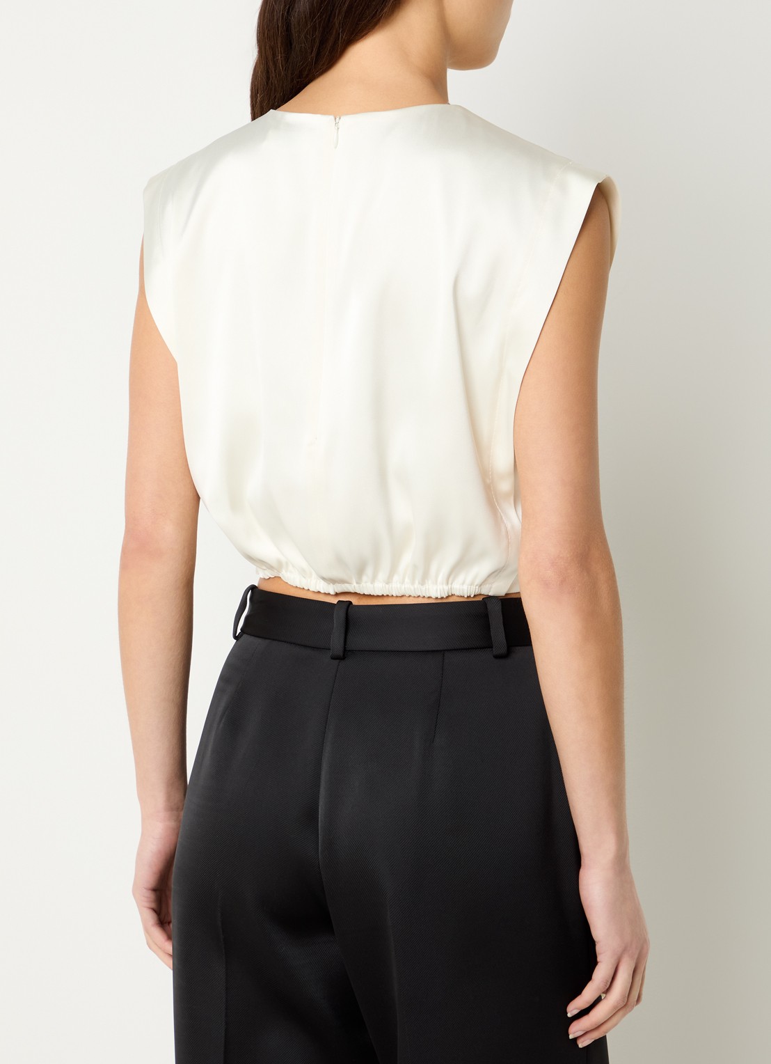 Sandro Cropped top van satijn - achterkant 3 beige