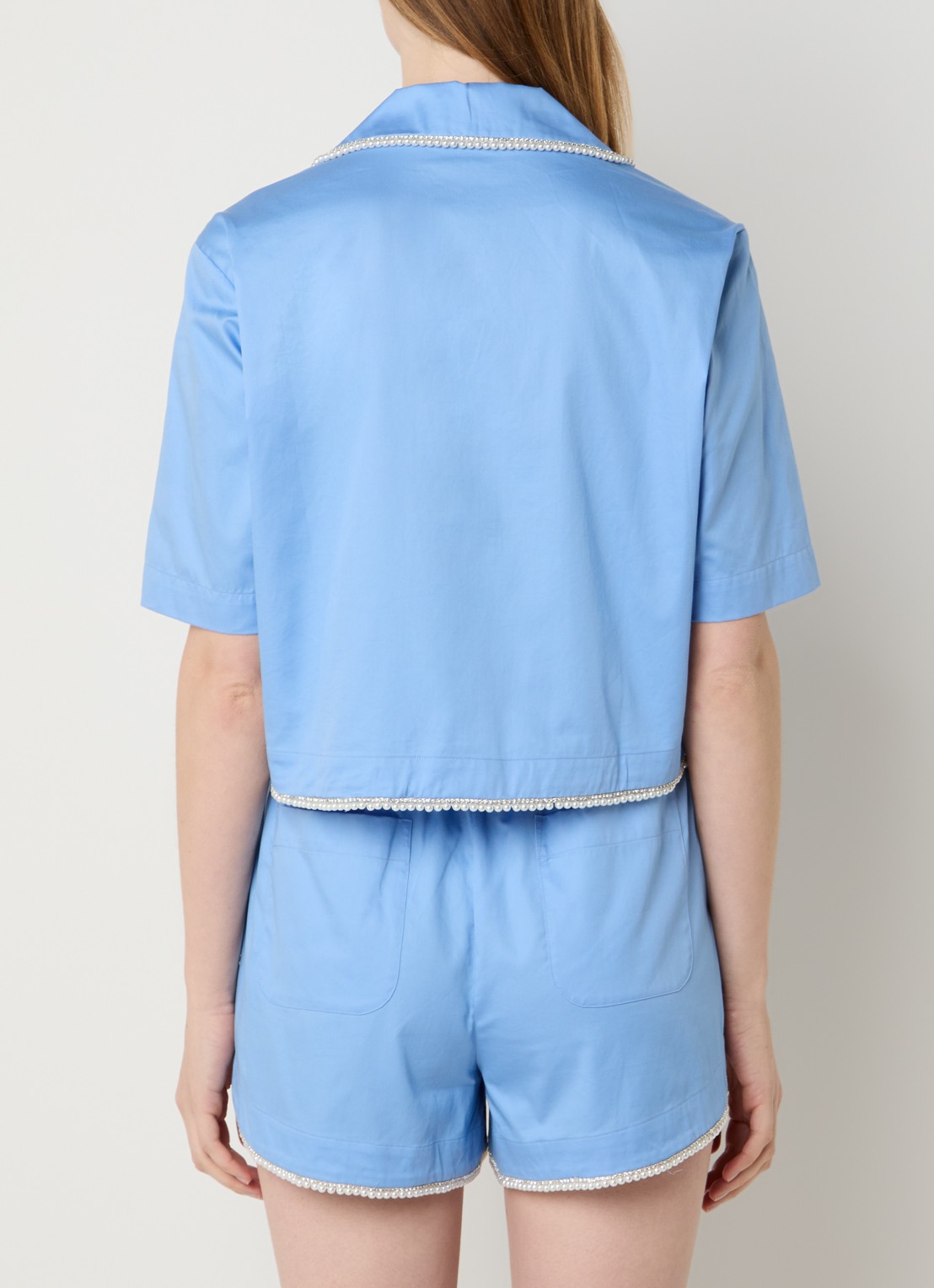 Sandro Cropped tuniek met imitatieparels - achterkant 3 blauw