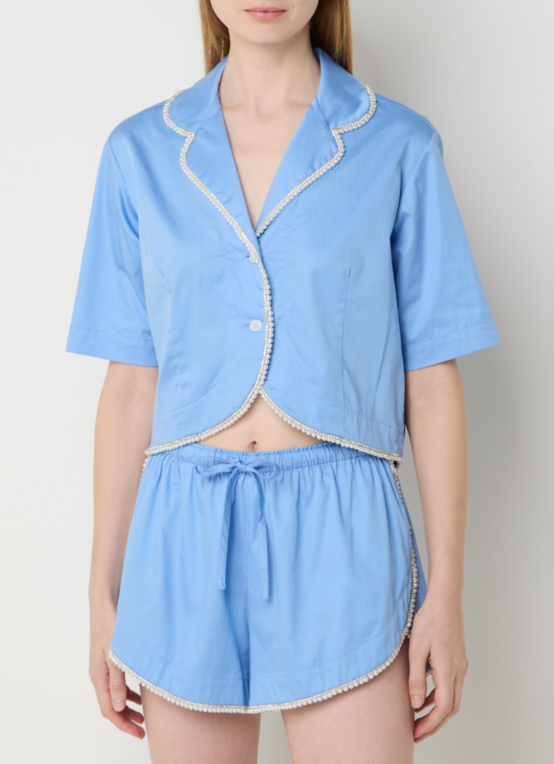 Sandro Cropped tuniek met imitatieparels - detail 4 blauw