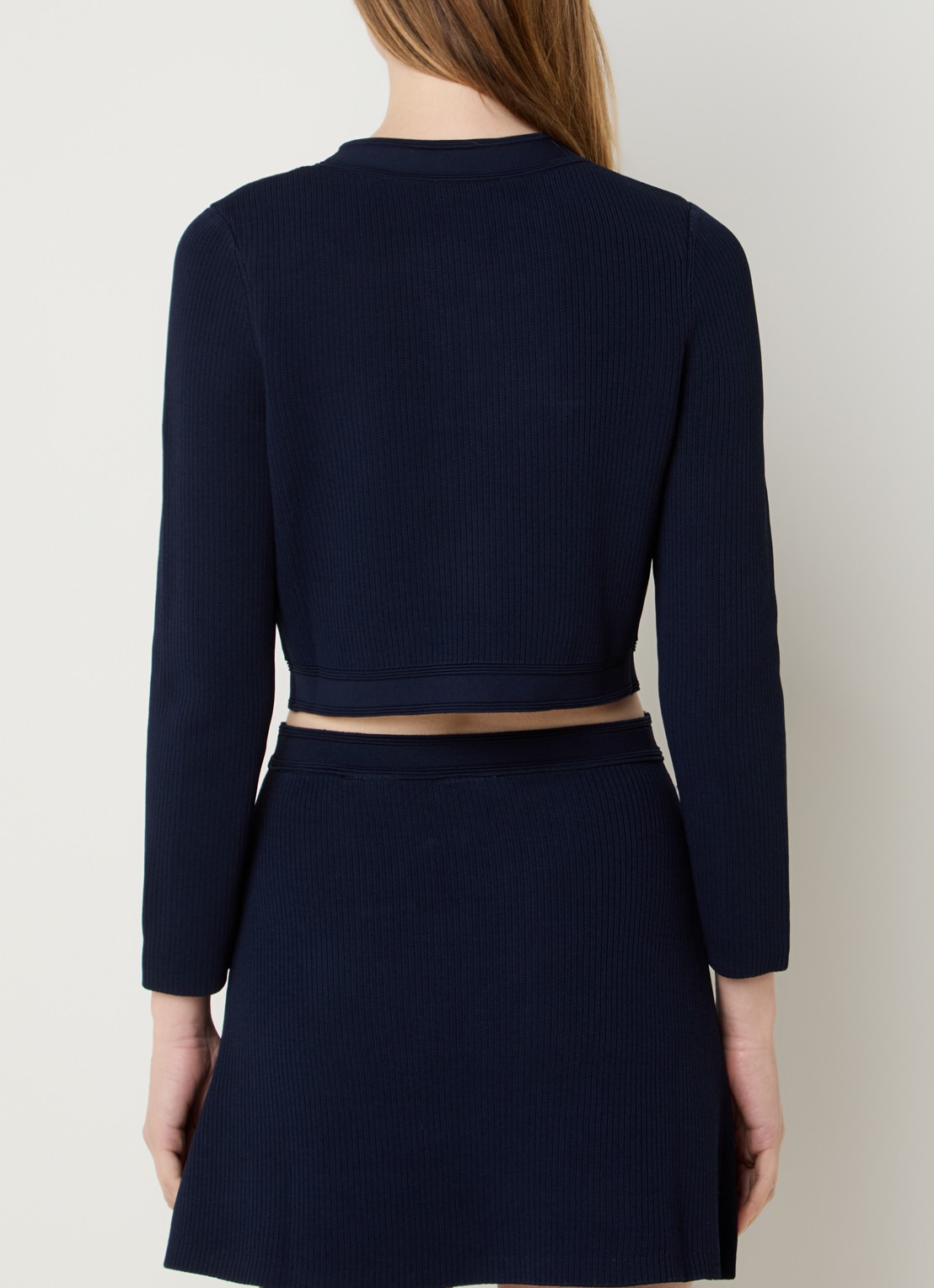 Sandro Cropped vest met ribstructuur - achterkant donkerblauw