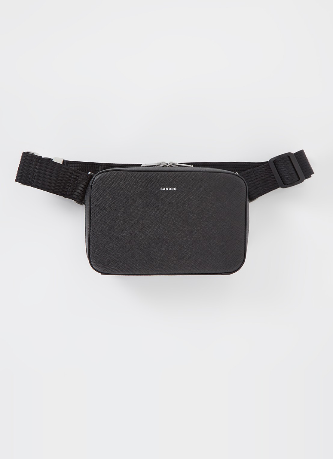 Sandro Crossbodytas met logo en verstelbare schouderriem - voorkant 2 zwart