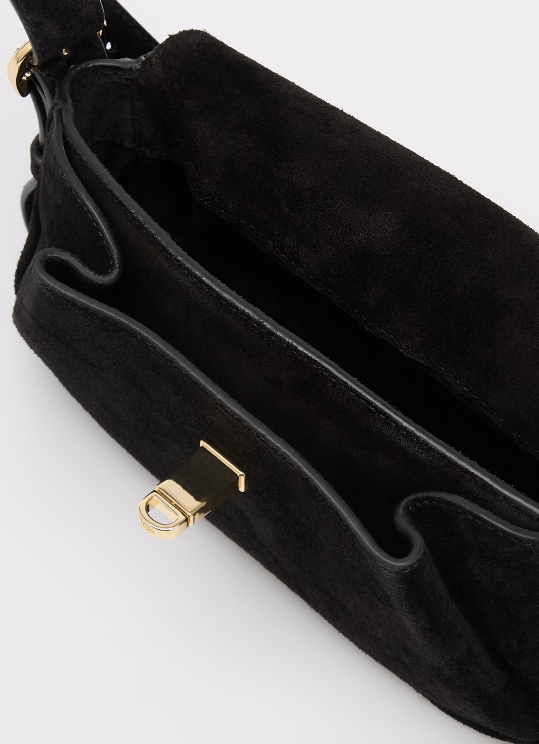Sandro Crossbodytas van suède met verstelbare schouderriem - detail 2 zwart