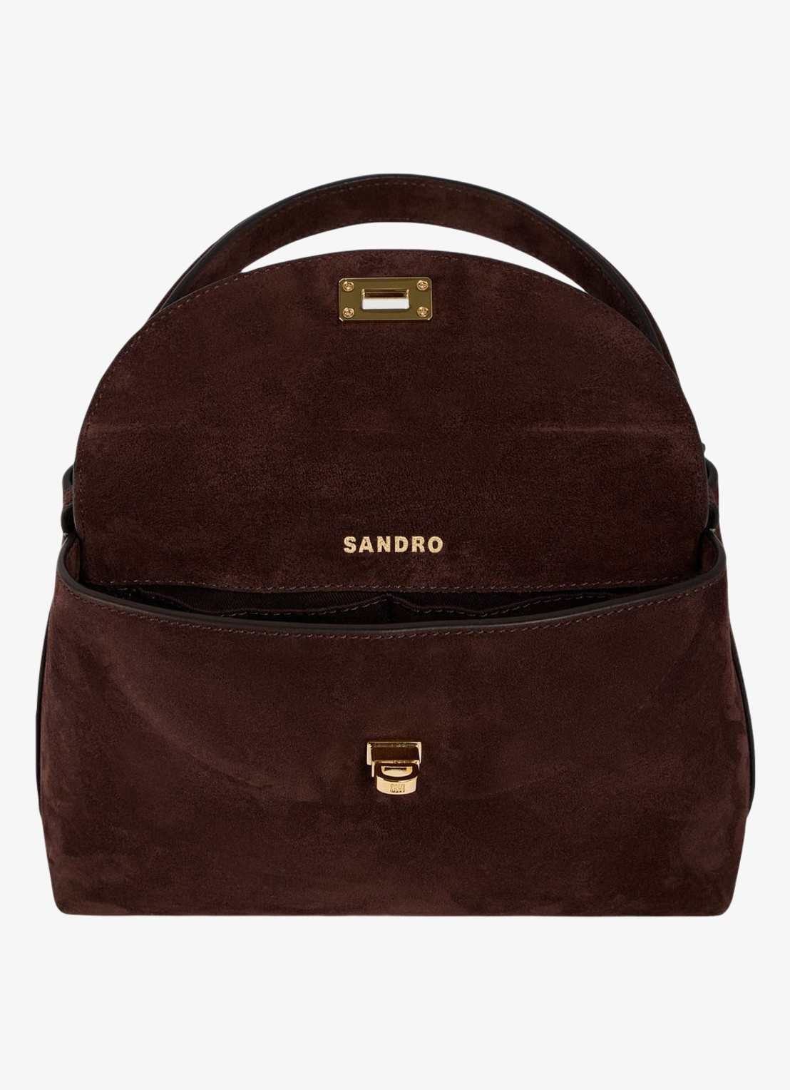 Sandro crossbodytas van suède - detail 4 brown / bruin