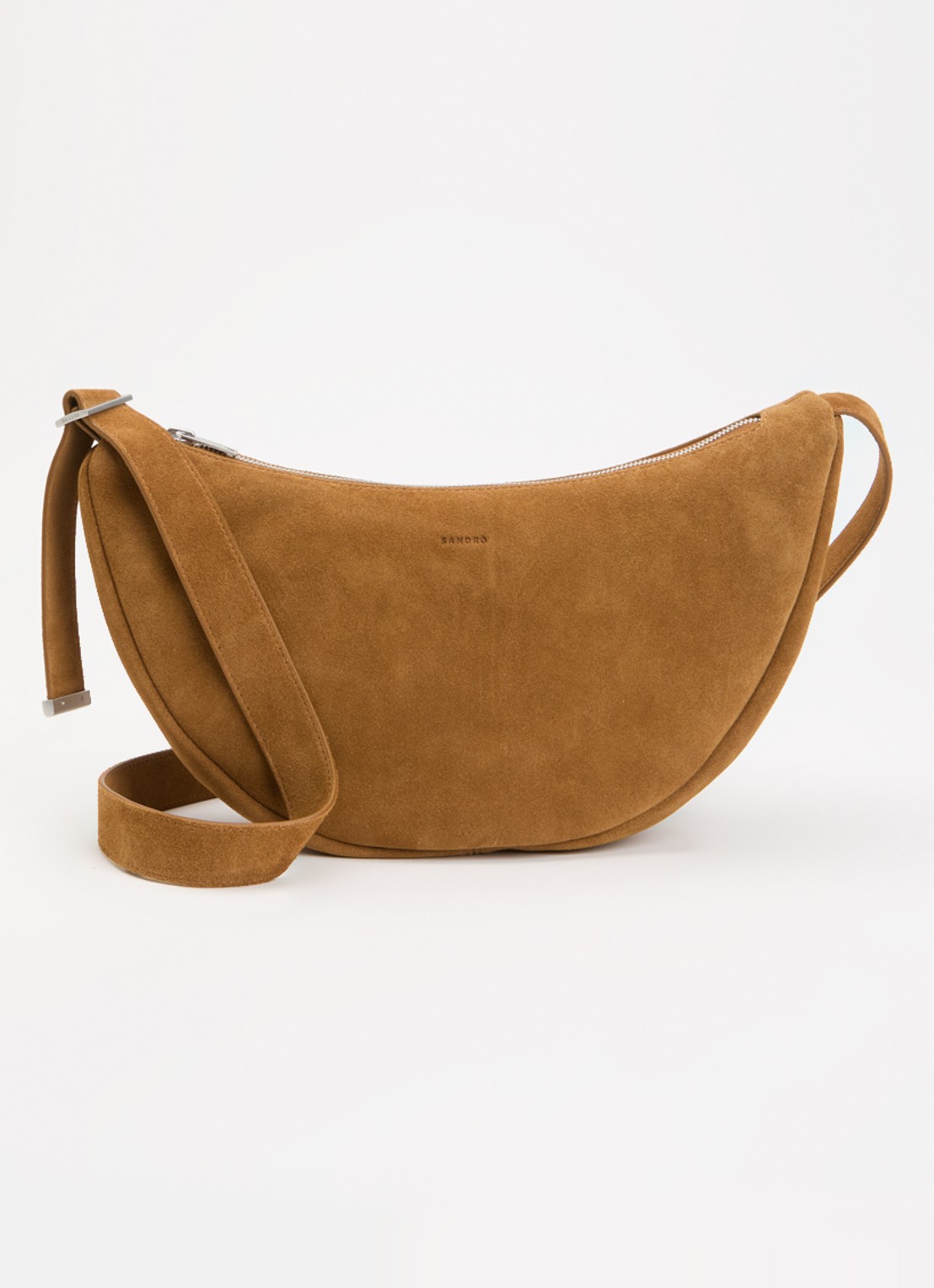 Sandro Crossbodytas van suède - voorkant cognac