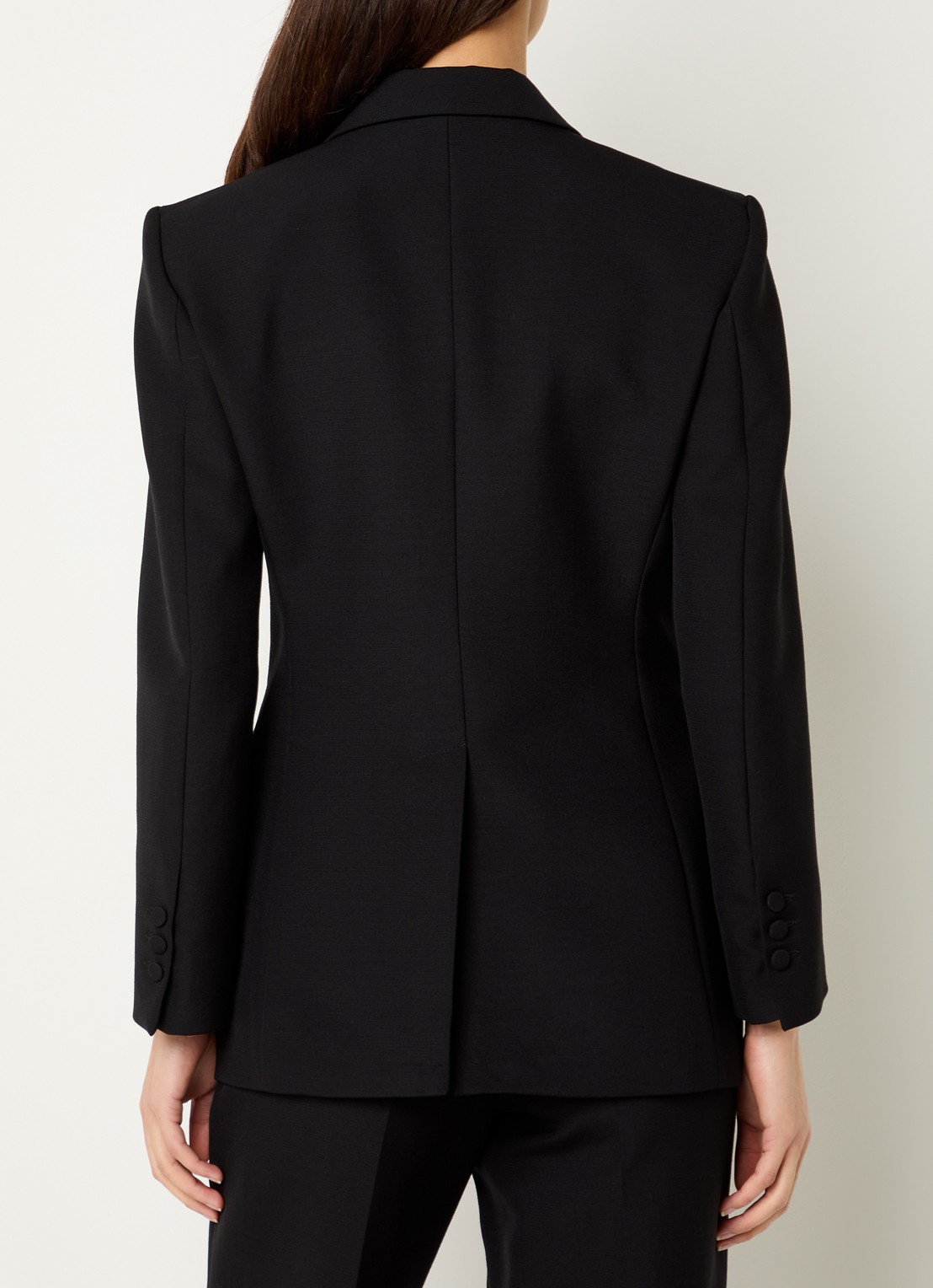 Sandro Double-breasted blazer in wolblend met klepzakken - achterkant zwart