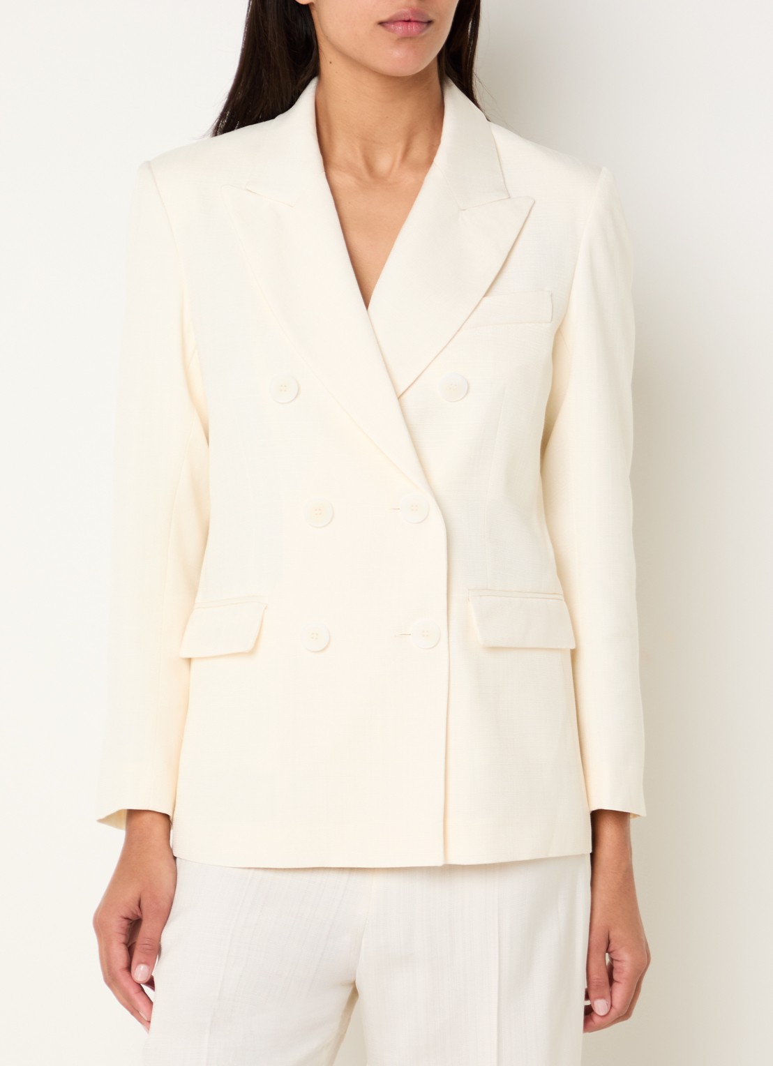 Sandro Double-breasted blazer met klepzakken - detail 4 ivoor