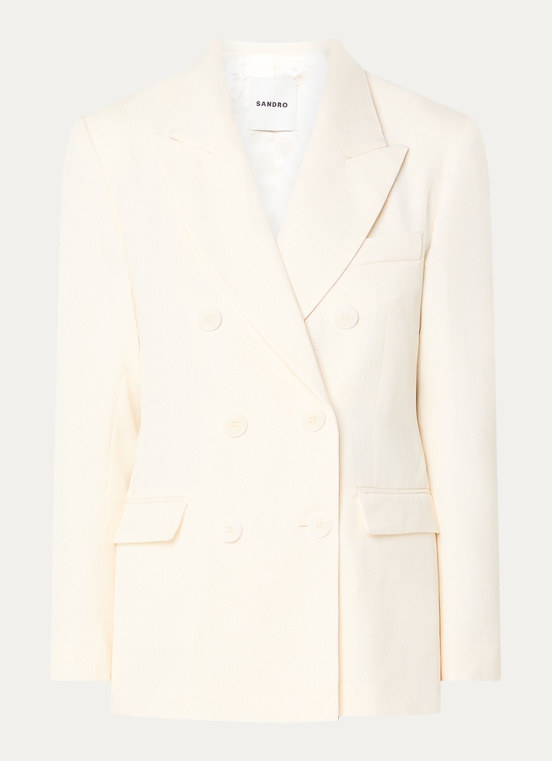 Sandro Double-breasted blazer met klepzakken - voorkant 2 ivoor