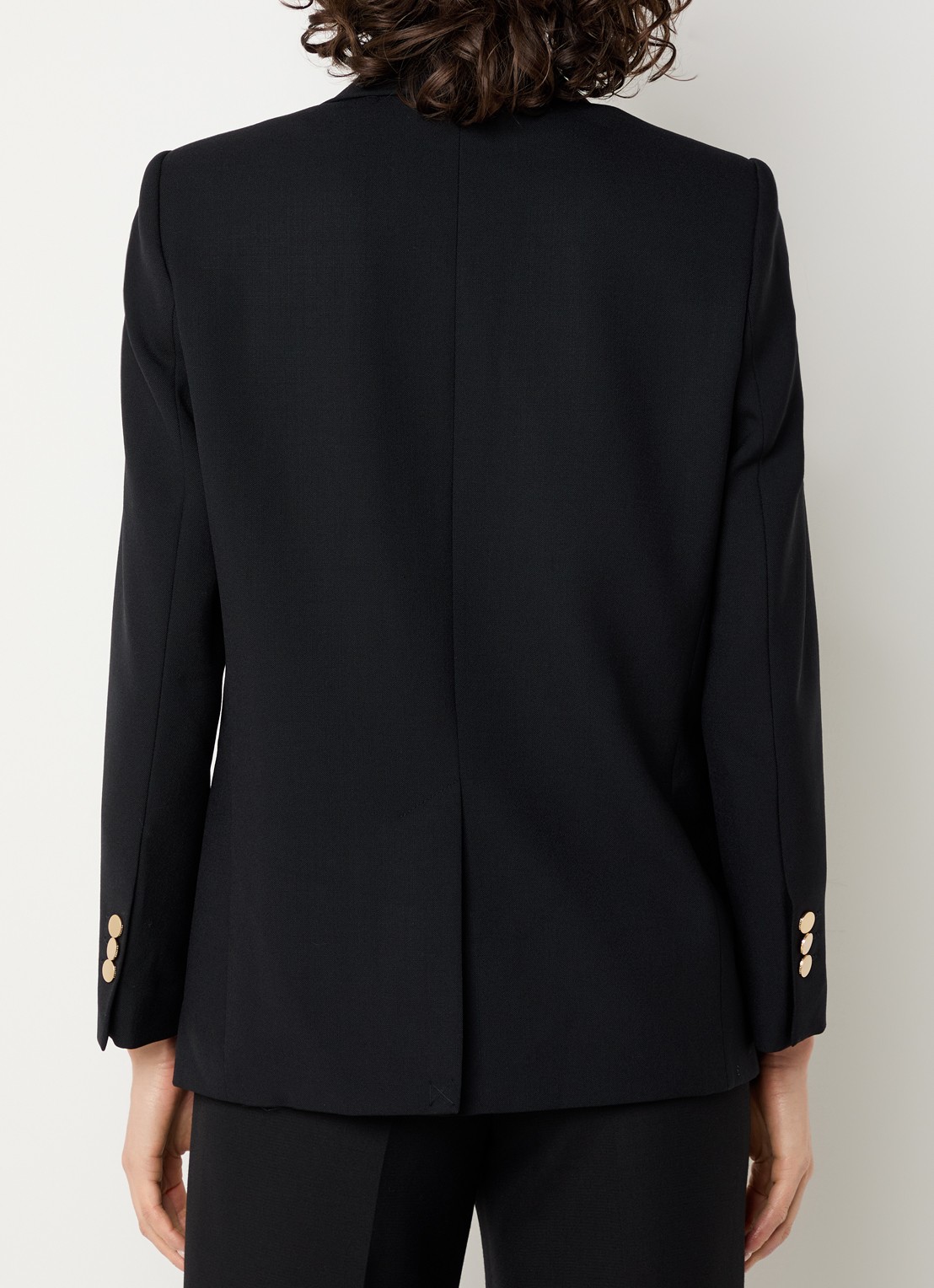 Sandro Double-breasted blazer van scheerwol met schoudervulling en steekzakken - achterkant 4 zwart