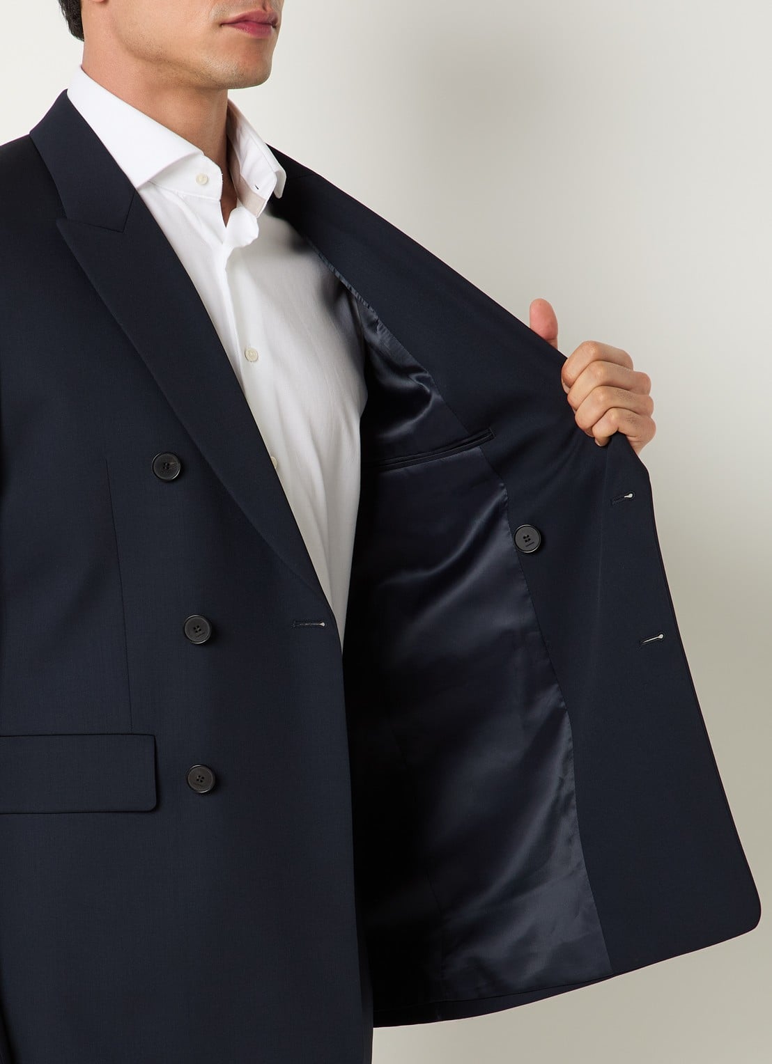 Sandro Double-breasted colbert van scheerwol met klepzakken - detail 5 donkerblauw