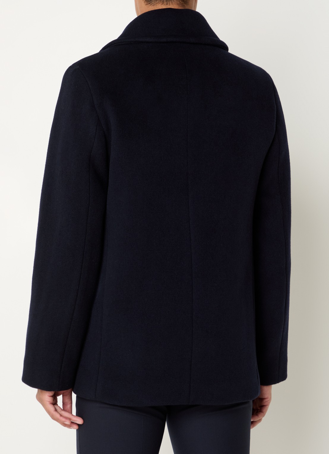 Sandro Double-breasted mantel in wolblend met steekzakken - achterkant donkerblauw
