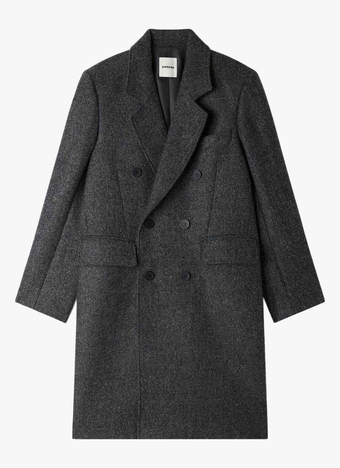 Sandro Double-breasted mantel met klepzakken - voorkant 5 grijs