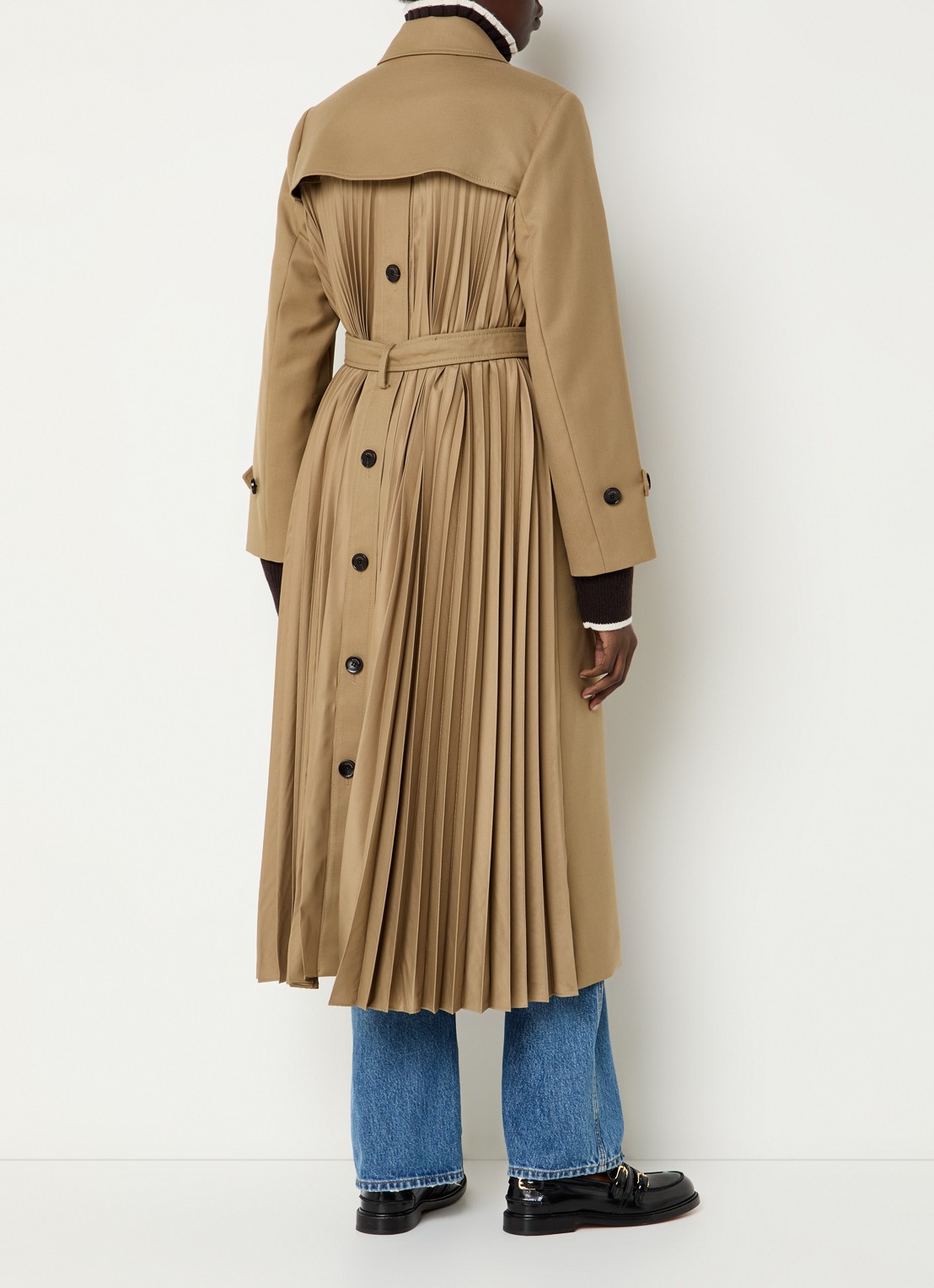 Sandro Double-breasted trenchcoat met plooidetail - achterkant 3 beige