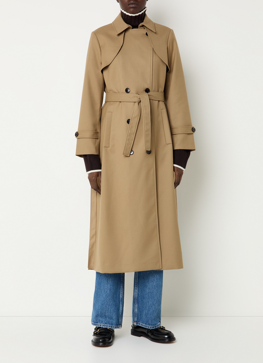 Sandro Double-breasted trenchcoat met plooidetail - detail 4 beige
