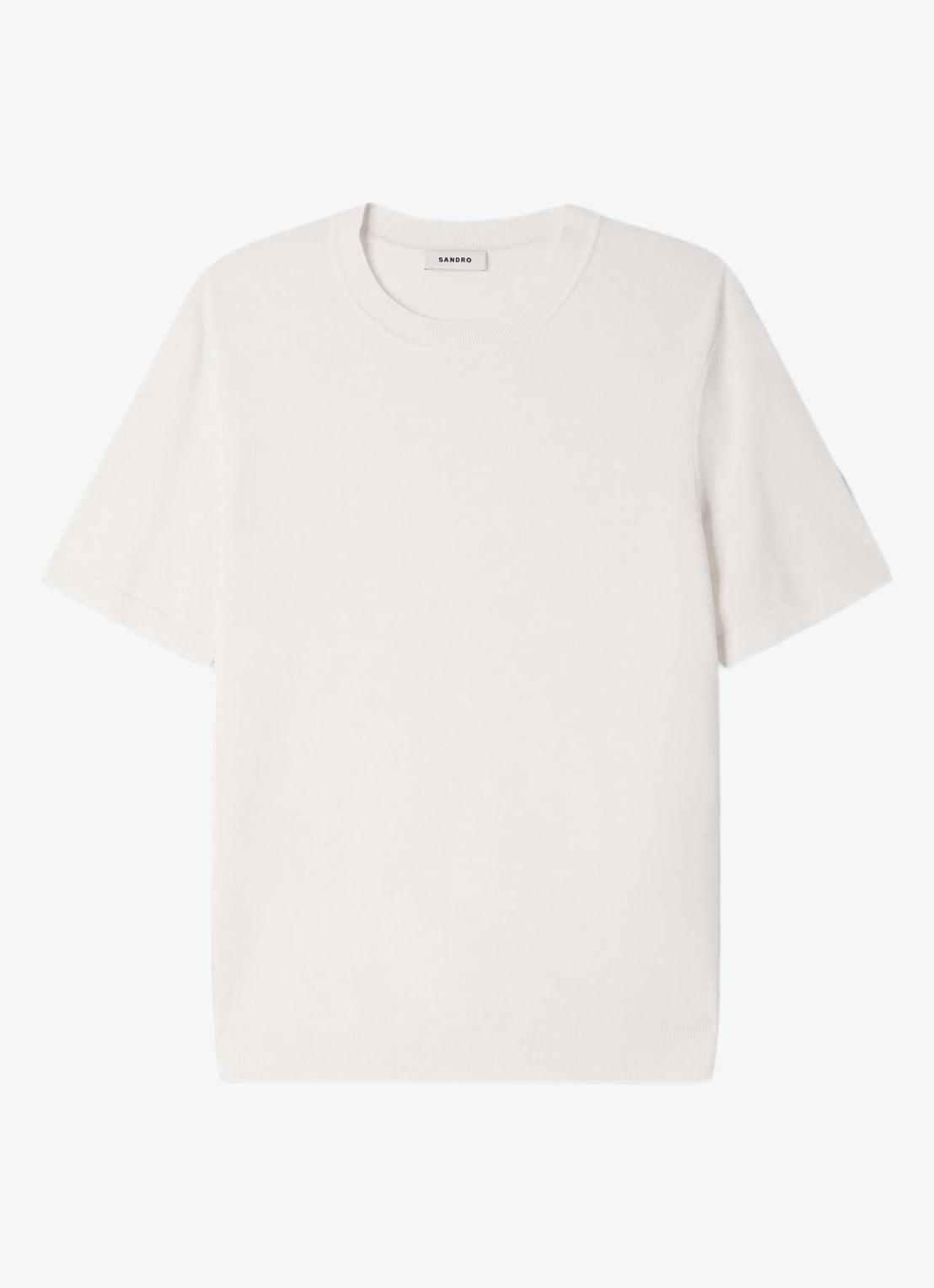 Sandro Fijngebreid T-shirt in zijdeblend - voorkant wit