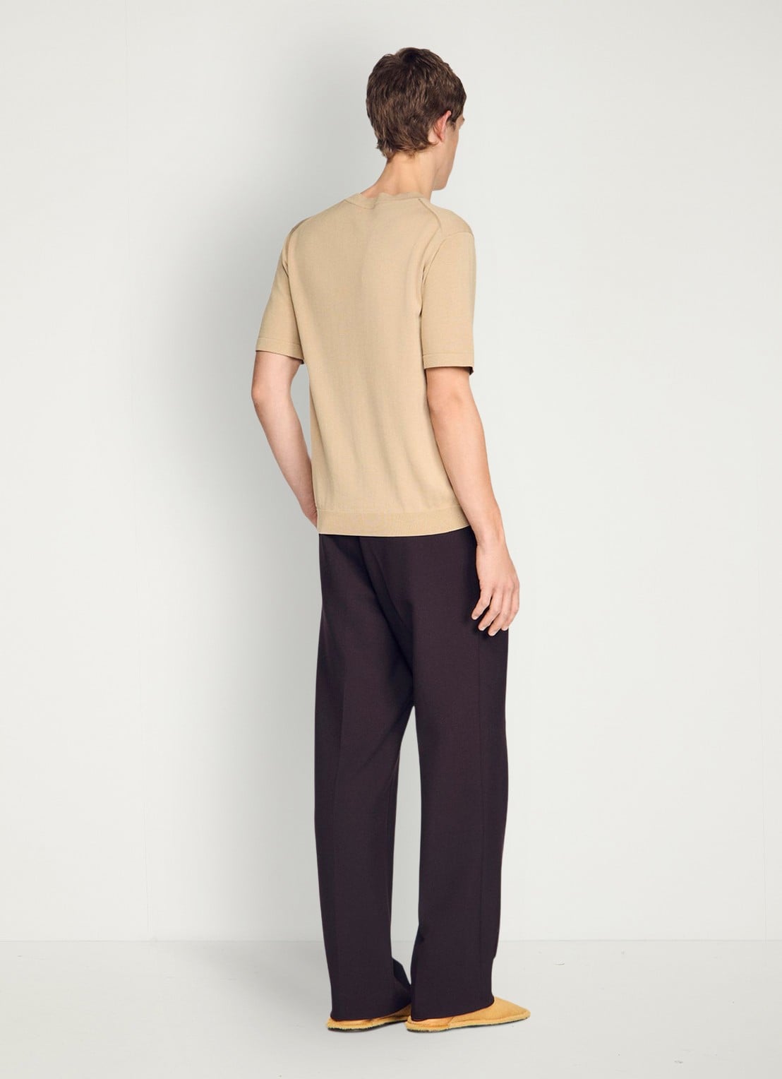 Sandro Fijngebreid T-shirt in zijdeblend - achterkant 3 beige