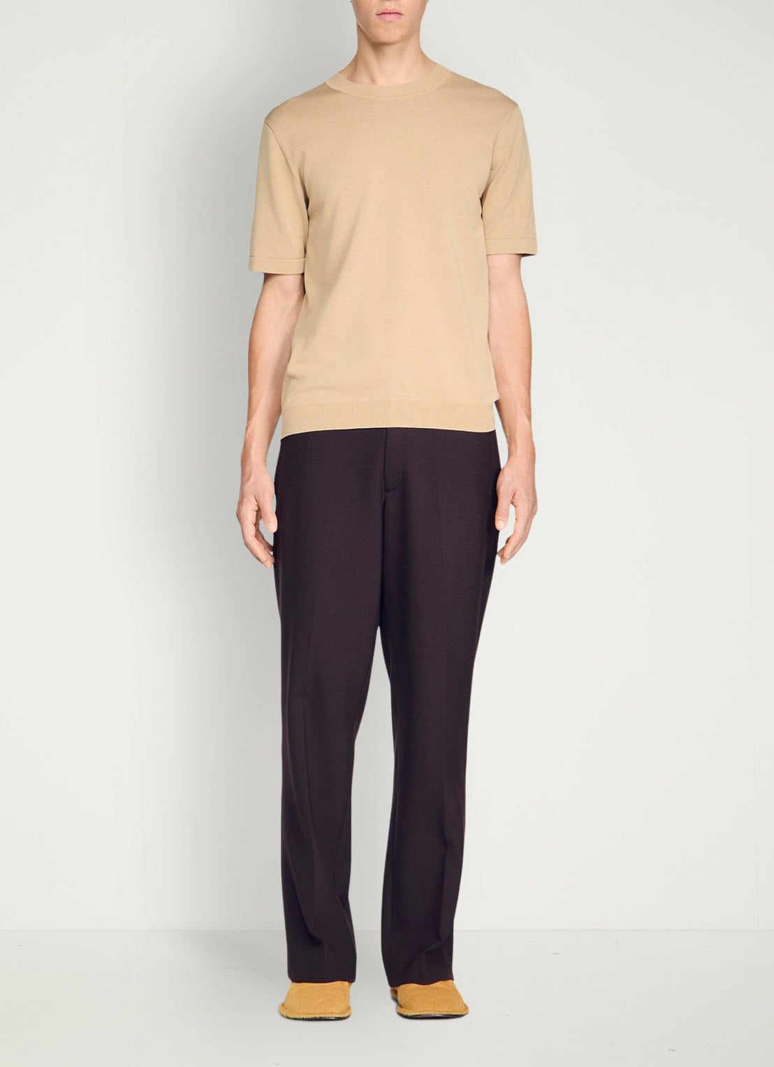 Sandro Fijngebreid T-shirt in zijdeblend - detail 6 beige