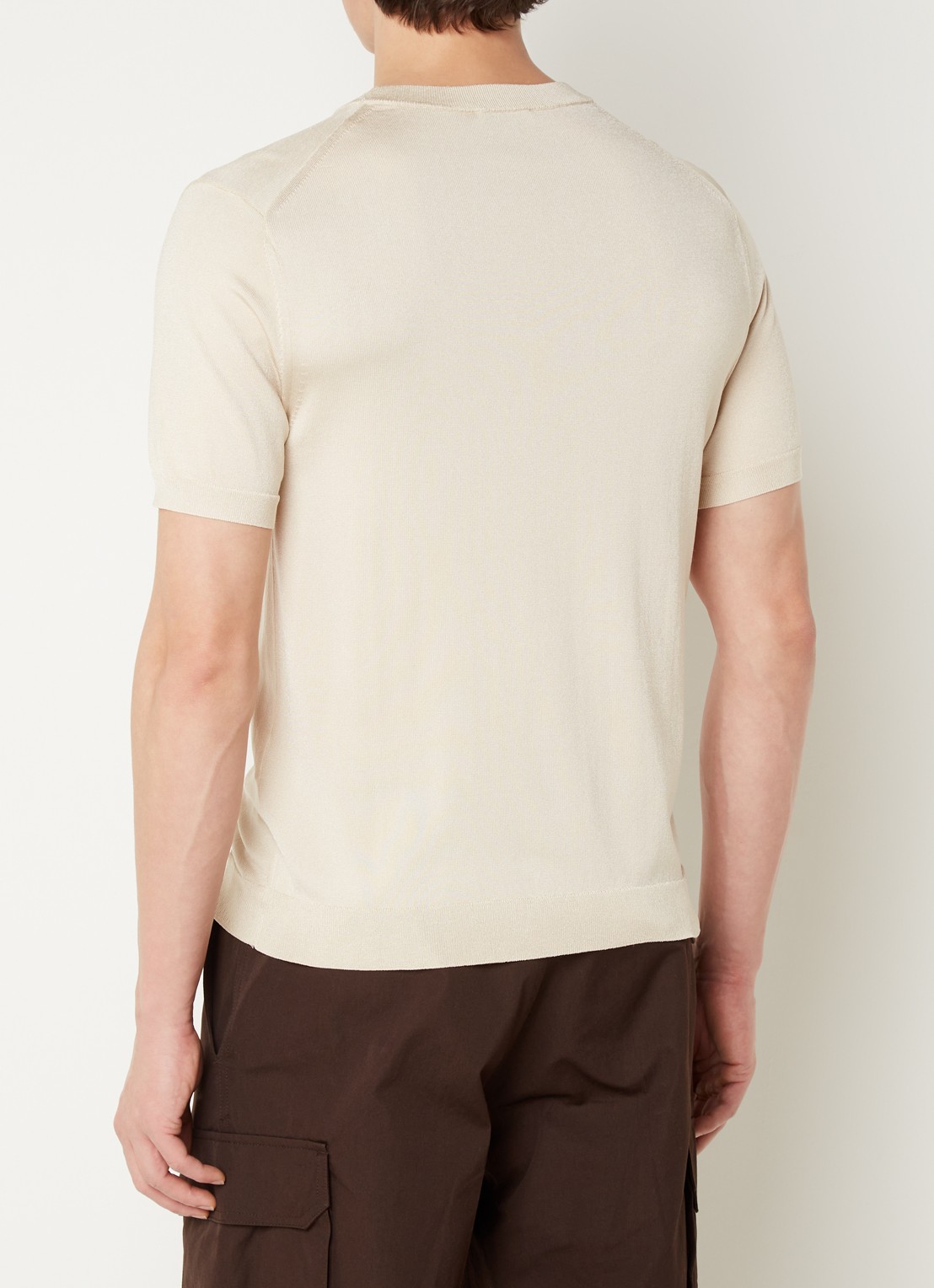 Sandro Fijngebreid T-shirt met ronde hals - achterkant zand