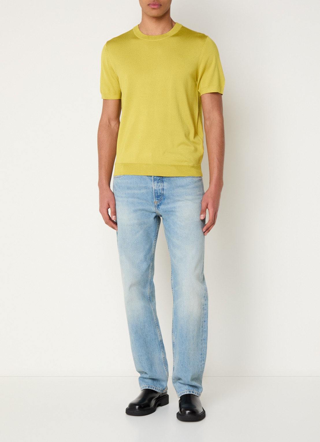 Sandro Fijngebreid T-shirt met ronde hals - voorkant 4 lime