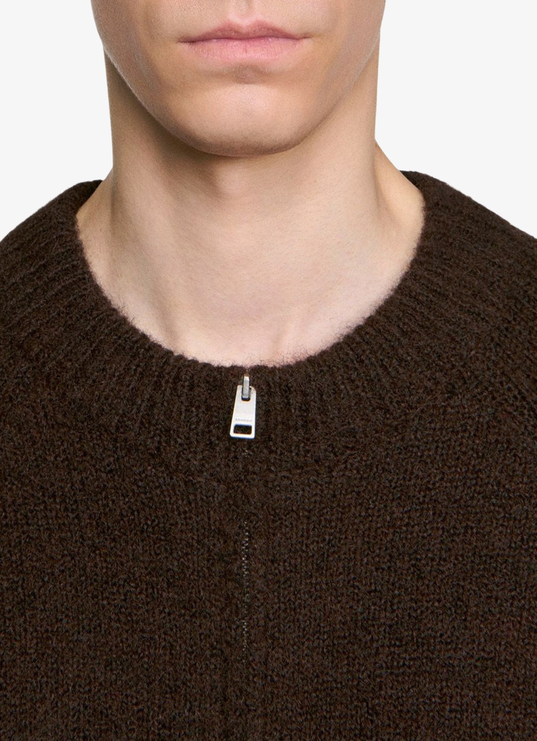 Sandro Fijngebreid vest in wolblend - detail 3 chocoladebruin