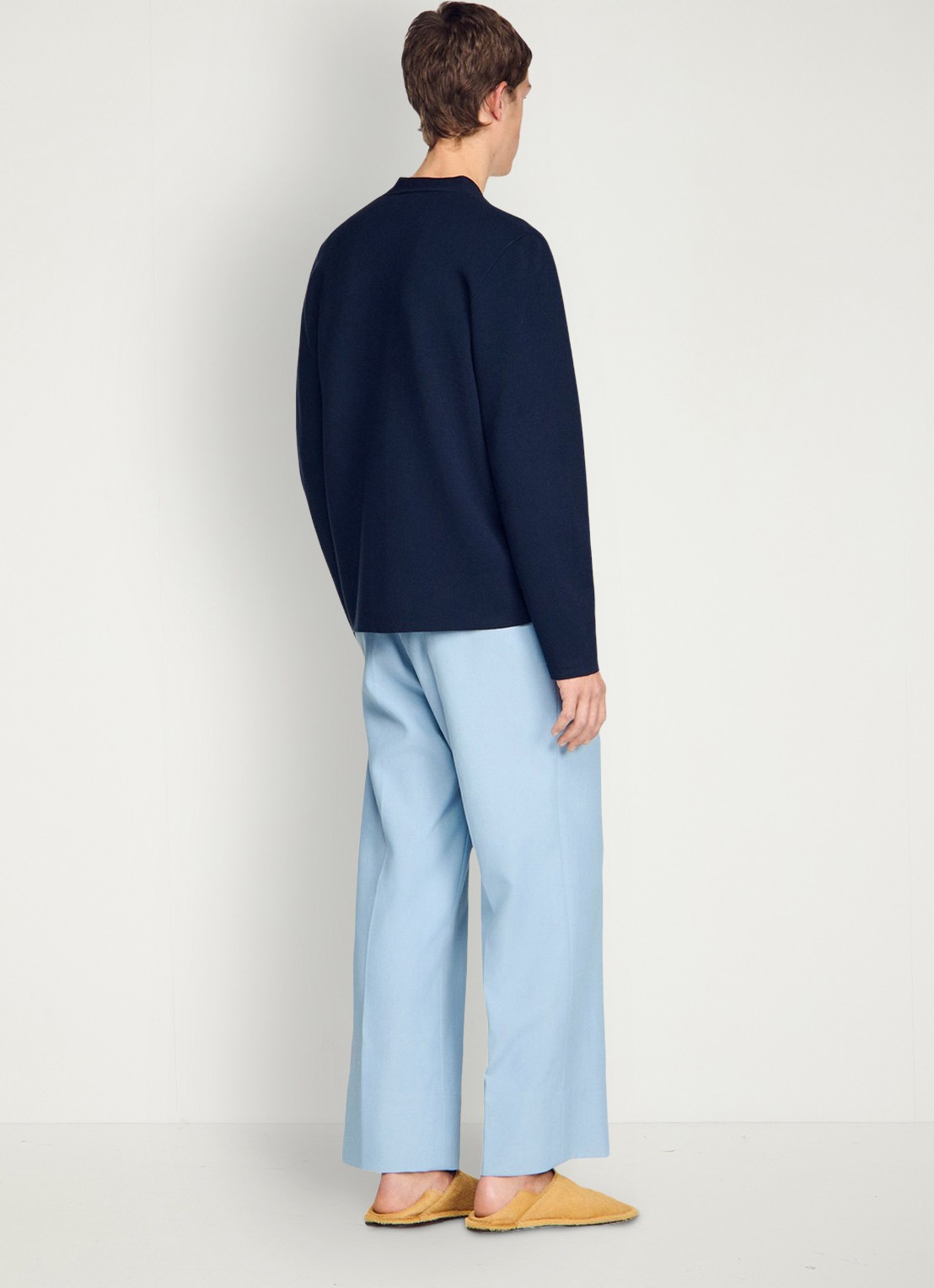 Sandro Fijngebreid vest met bloemdetail - achterkant 6 donkerblauw