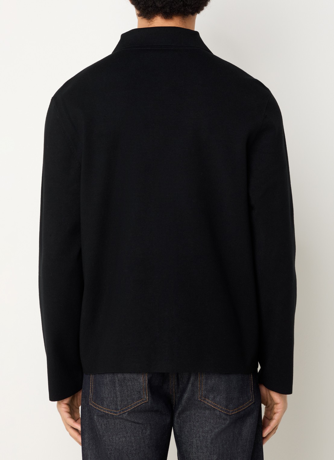 Sandro Fijngebreid vest met kraag en steekzakken - achterkant black / zwart