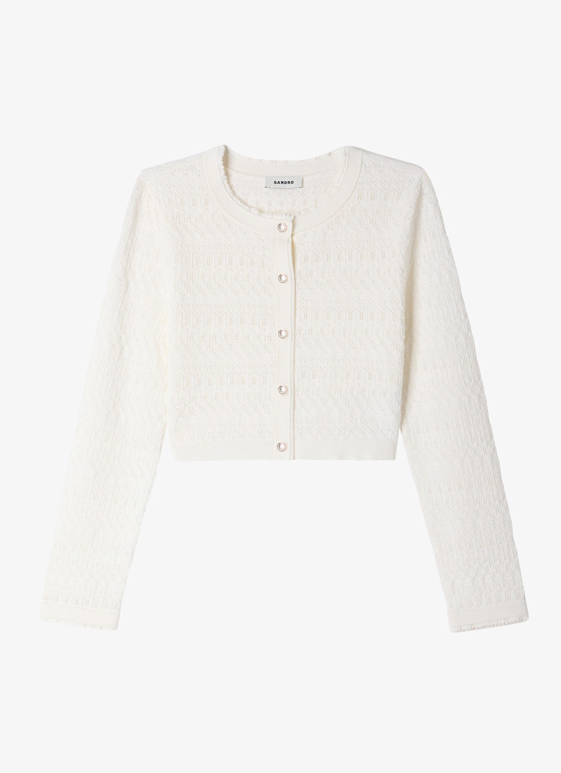 Sandro Fijngebreid vest met ronde hals - voorkant beige
