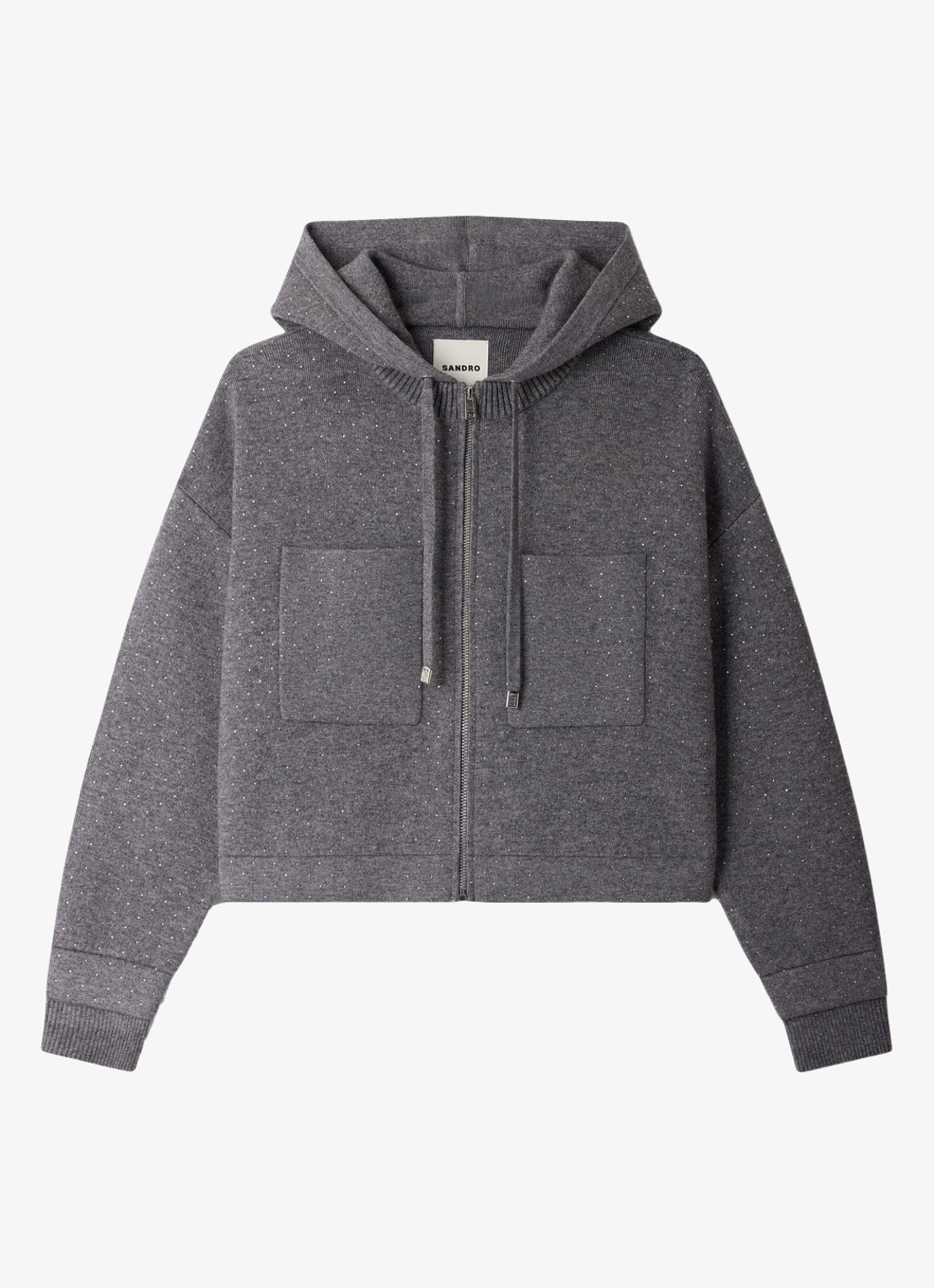 Sandro Fijngebreid vest met strass - voorkant 5 grijs